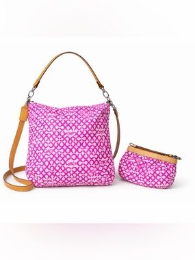 Coach Pink Signature C Hobo Bag + Wristlet Set Y2K Vintage Barbiecore Canvas